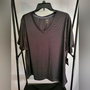 ATHLETIC WORKS Active Exercise Wear Dark Grey V-Neck Shirt Top XXXL 3XG …